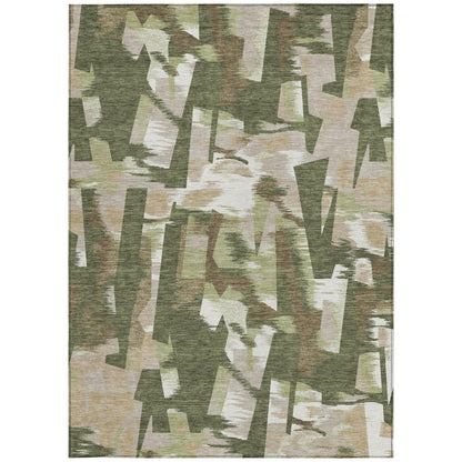 3' X 5' Olive Green And Green Abstract Washable Indoor Outdoor Area Rug HomeRoots