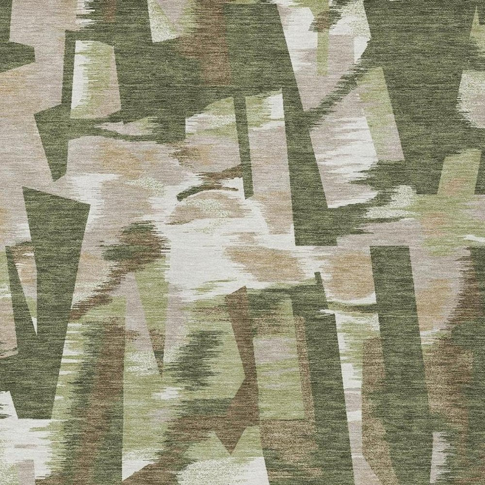 3' X 5' Olive Green And Green Abstract Washable Indoor Outdoor Area Rug HomeRoots