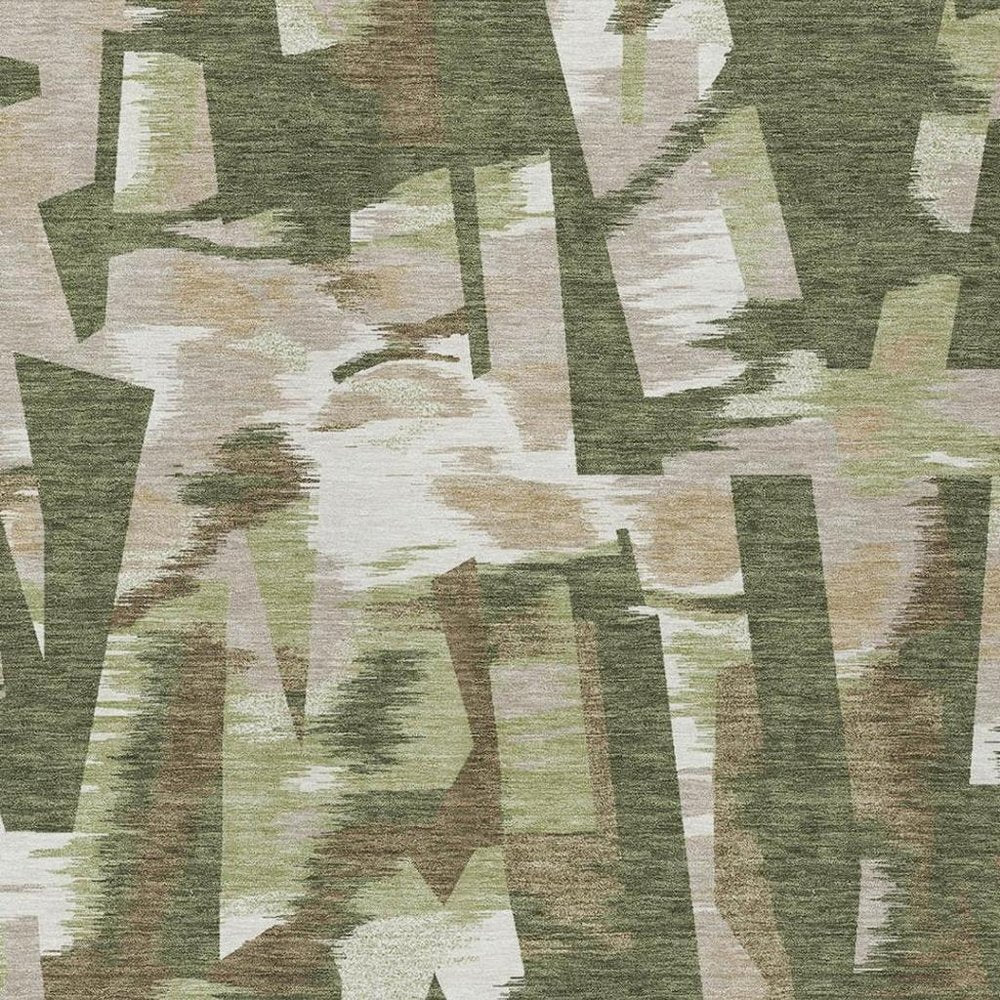 3' X 5' Olive Green And Green Abstract Washable Indoor Outdoor Area Rug HomeRoots