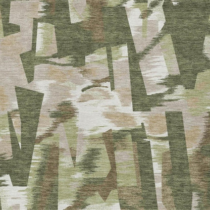 5' X 8' Olive Green And Green Abstract Washable Indoor Outdoor Area Rug HomeRoots