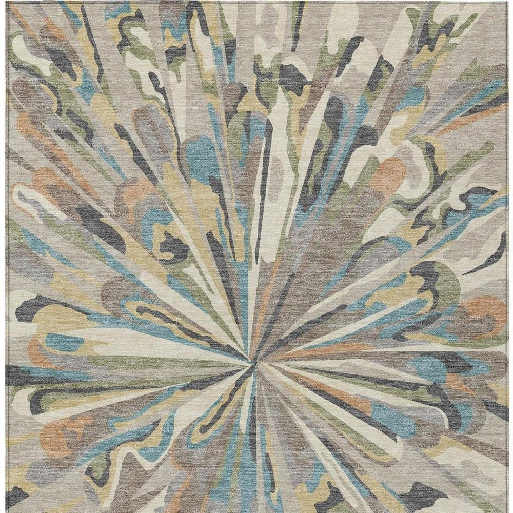 9' X 12' Beige And Brown Abstract Washable Indoor Outdoor Area Rug HomeRoots