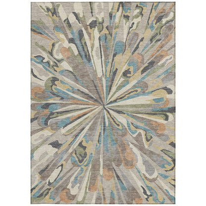 9' X 12' Beige And Brown Abstract Washable Indoor Outdoor Area Rug HomeRoots