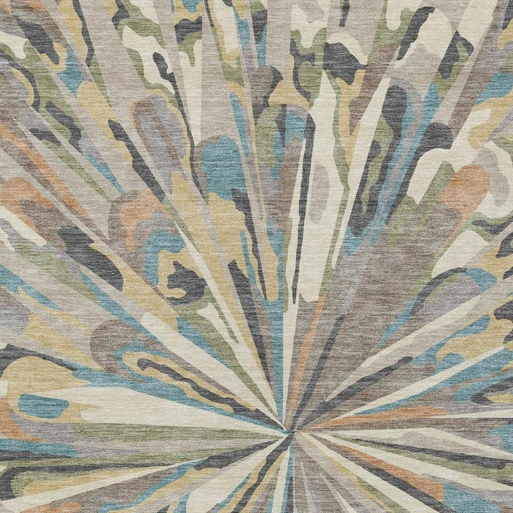 9' X 12' Beige And Brown Abstract Washable Indoor Outdoor Area Rug HomeRoots