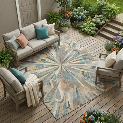 9' X 12' Beige And Brown Abstract Washable Indoor Outdoor Area Rug HomeRoots