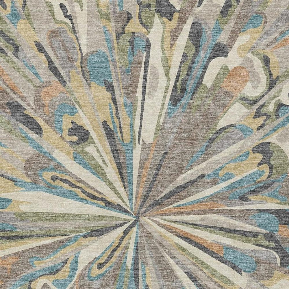10' X 14' Beige And Brown Abstract Washable Indoor Outdoor Area Rug HomeRoots
