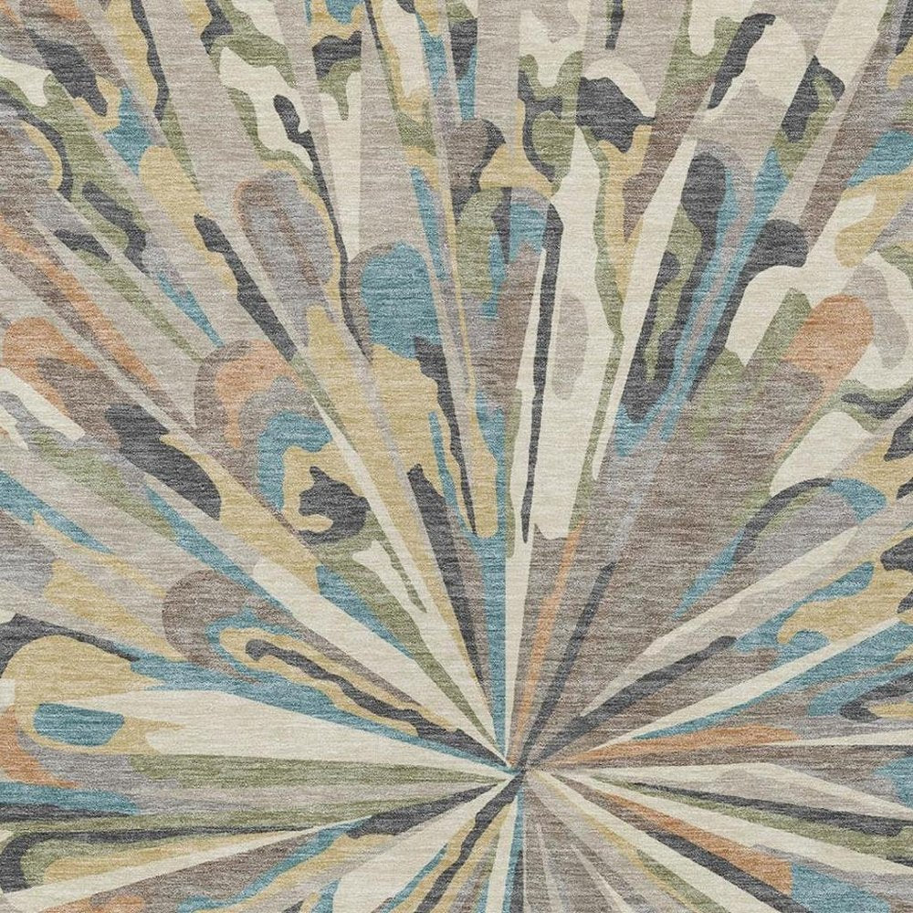 10' X 14' Beige And Brown Abstract Washable Indoor Outdoor Area Rug HomeRoots