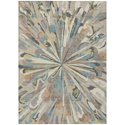 10' X 14' Beige And Brown Abstract Washable Indoor Outdoor Area Rug HomeRoots