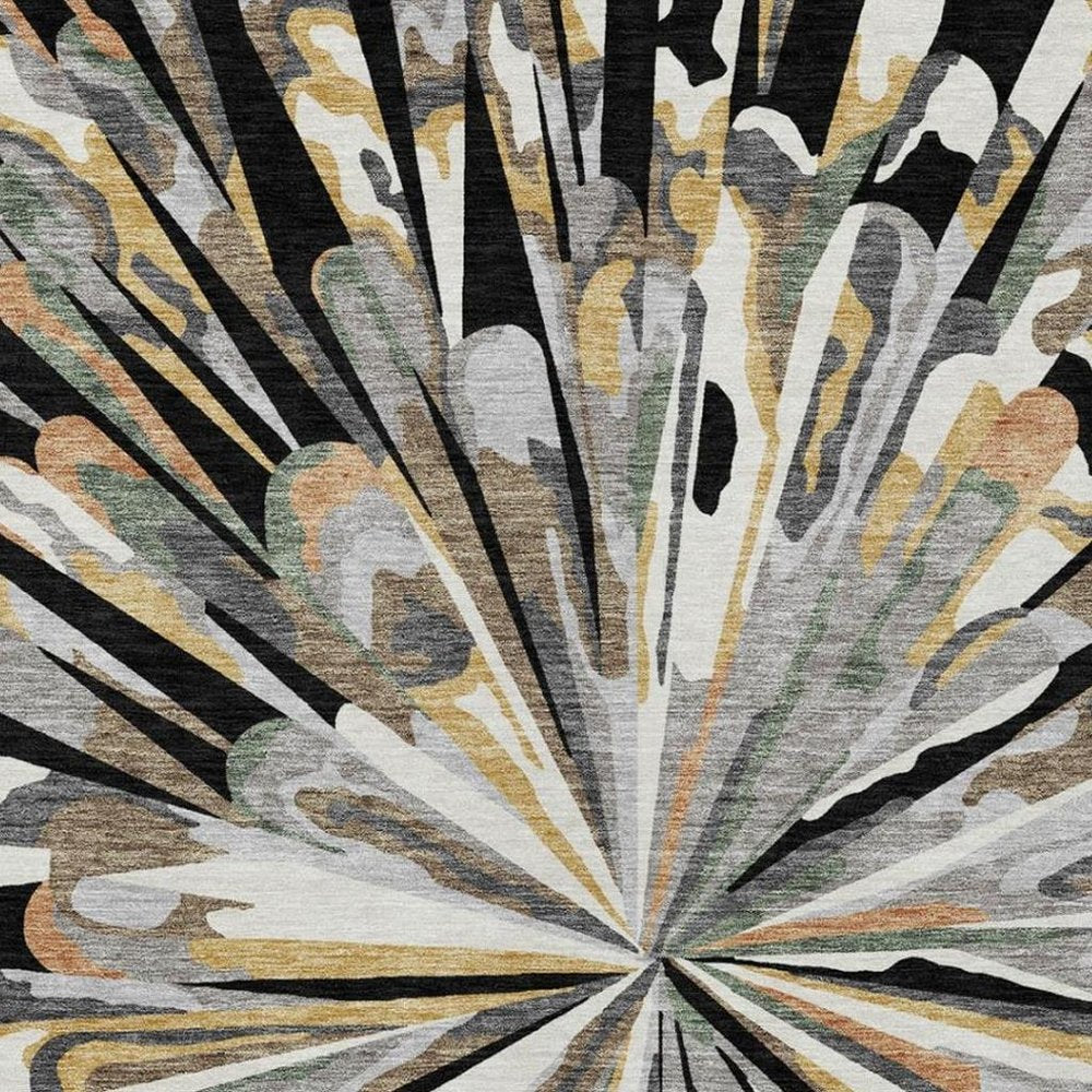 5' X 8' Black And Graphite Abstract Washable Indoor Outdoor Area Rug HomeRoots