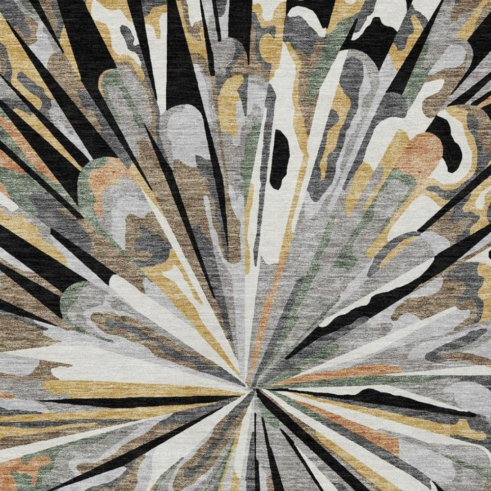 5' X 8' Black And Graphite Abstract Washable Indoor Outdoor Area Rug — view 9
