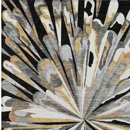 5' X 8' Black And Graphite Abstract Washable Indoor Outdoor Area Rug HomeRoots