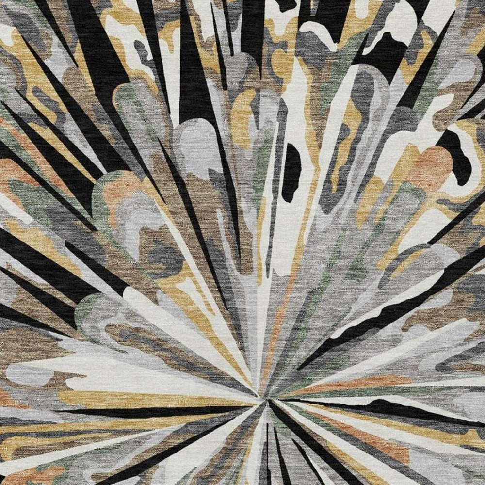 5' X 8' Black And Graphite Abstract Washable Indoor Outdoor Area Rug HomeRoots