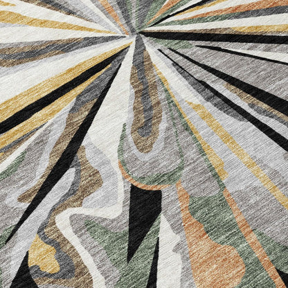 5' X 8' Black And Graphite Abstract Washable Indoor Outdoor Area Rug HomeRoots