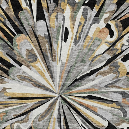 8' X 10' Black And Graphite Abstract Washable Indoor Outdoor Area Rug HomeRoots