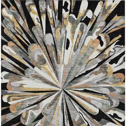 8' X 10' Black And Graphite Abstract Washable Indoor Outdoor Area Rug HomeRoots