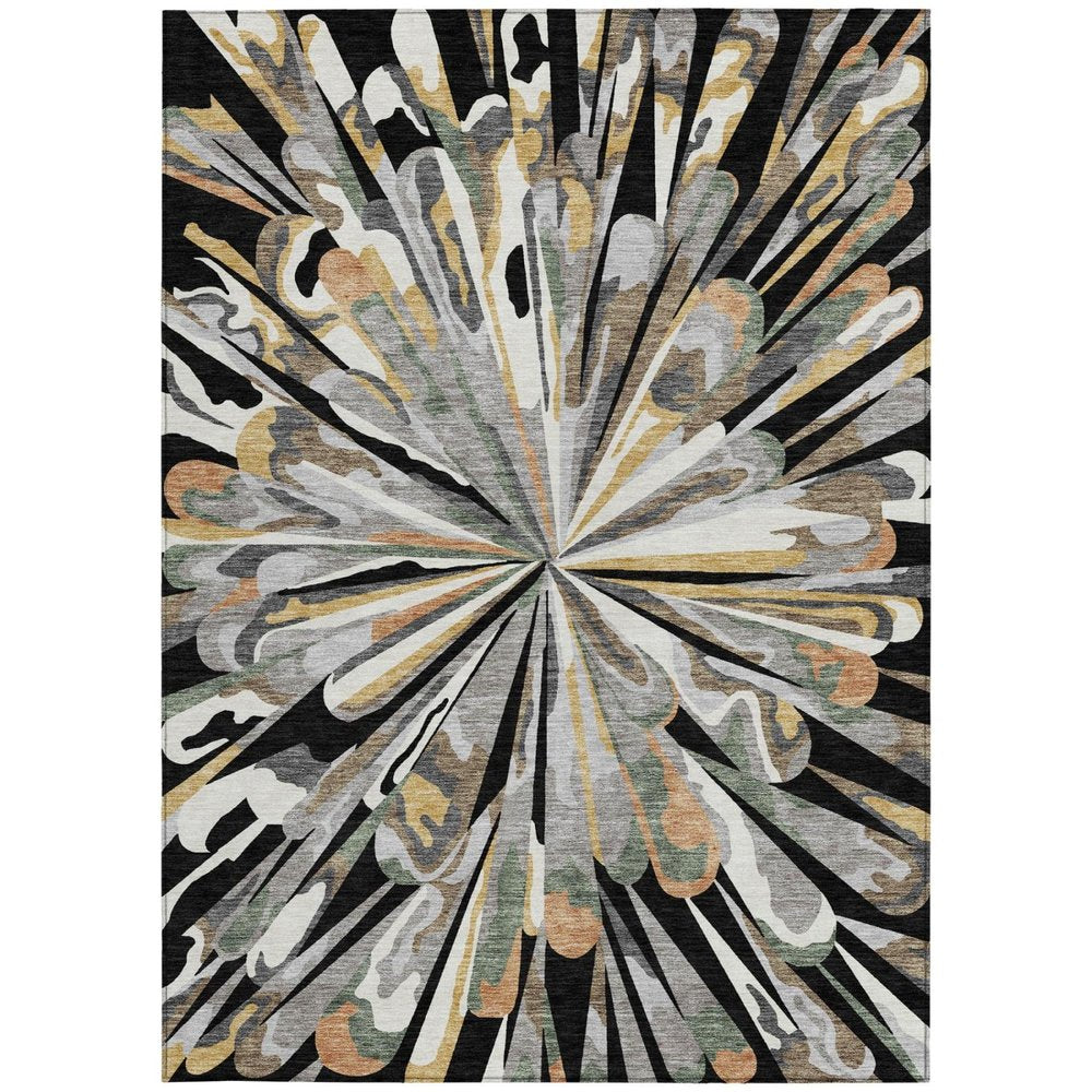 8' X 10' Black And Graphite Abstract Washable Indoor Outdoor Area Rug HomeRoots