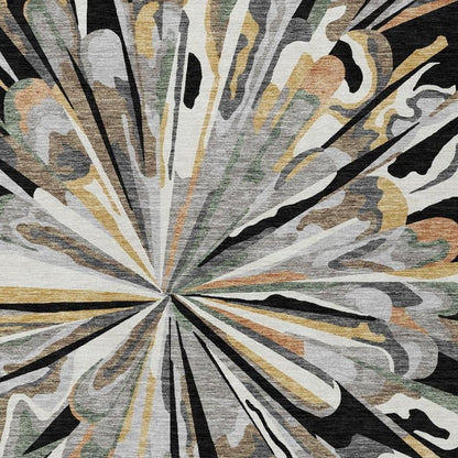 8' X 10' Black And Graphite Abstract Washable Indoor Outdoor Area Rug HomeRoots