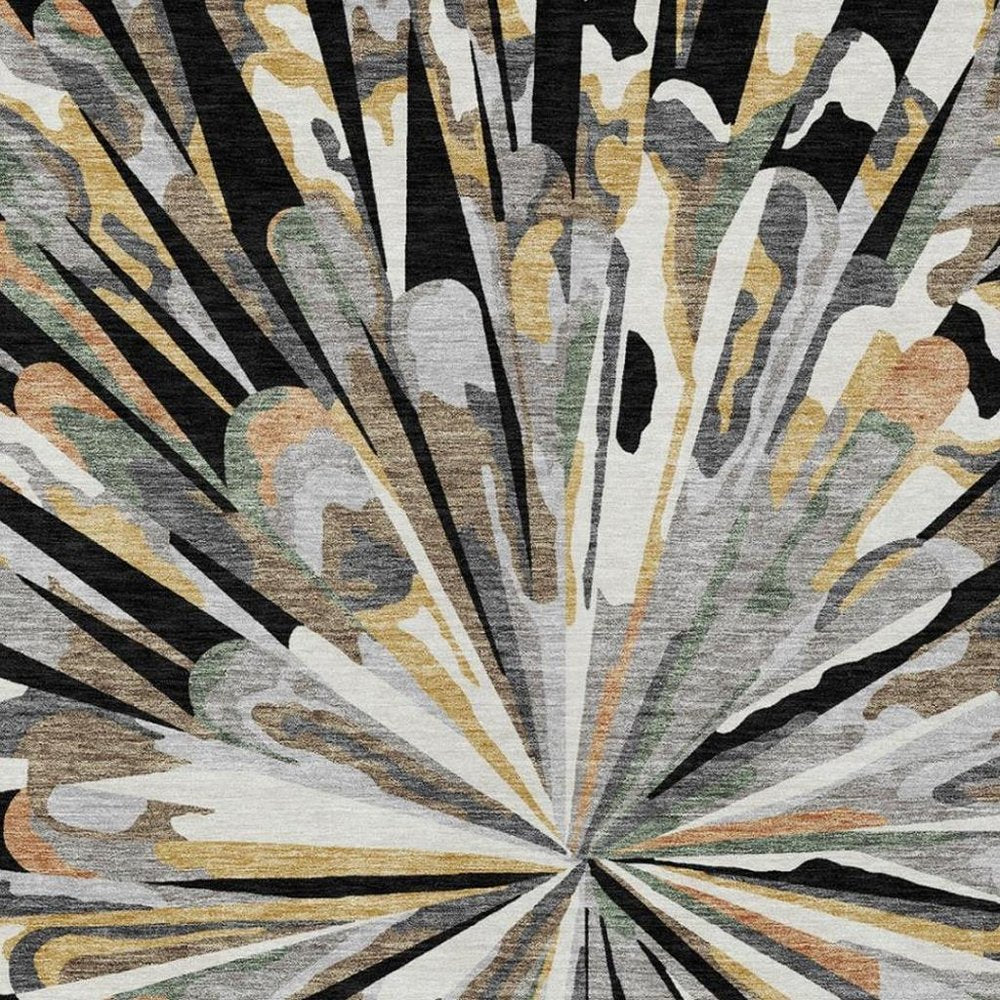 8' X 10' Black And Graphite Abstract Washable Indoor Outdoor Area Rug — view 10
