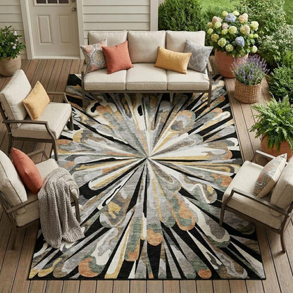 8' X 10' Black And Graphite Abstract Washable Indoor Outdoor Area Rug HomeRoots