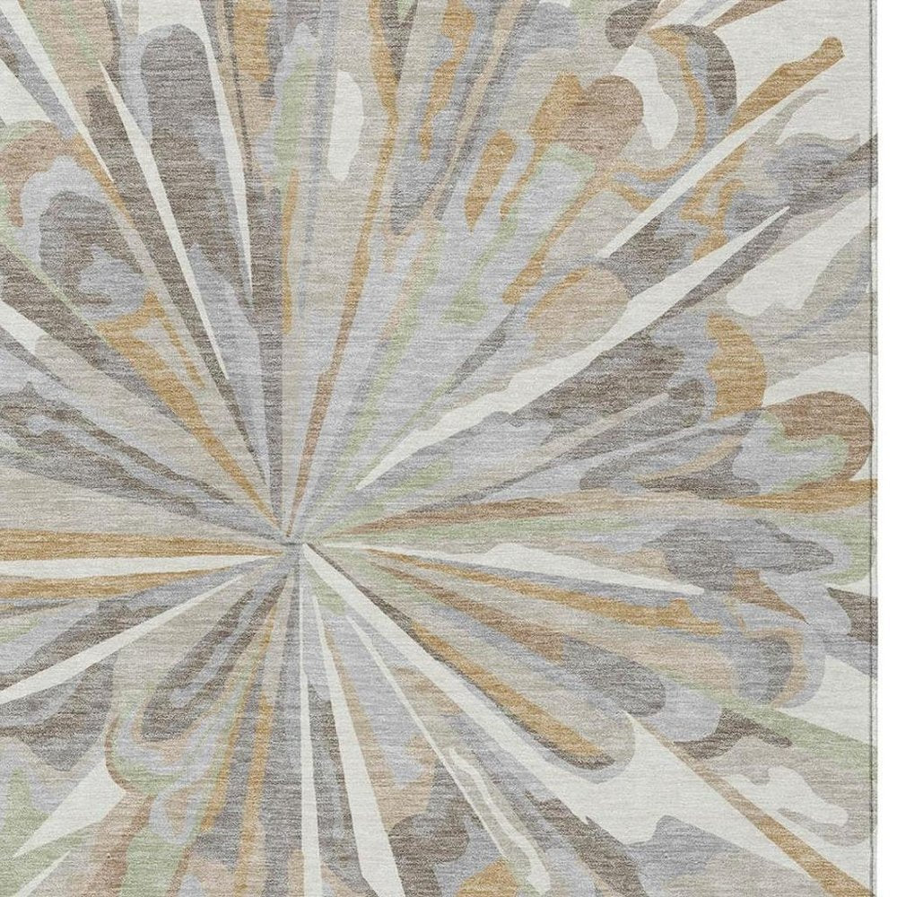 3' X 5' Ivory And Silver Abstract Washable Indoor Outdoor Area Rug HomeRoots
