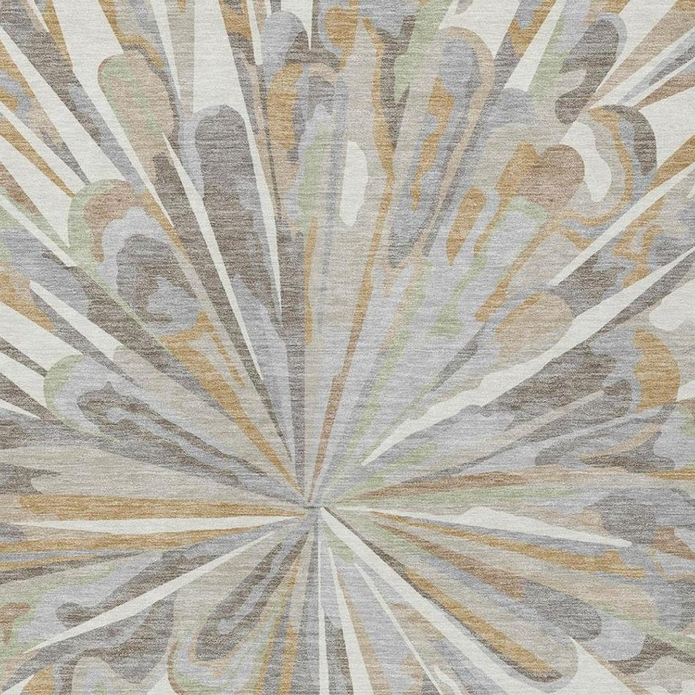 3' X 5' Ivory And Silver Abstract Washable Indoor Outdoor Area Rug HomeRoots