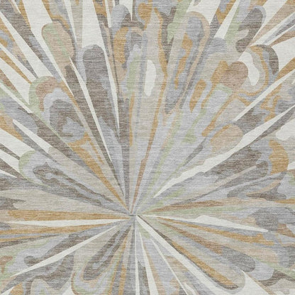 3' X 5' Ivory And Silver Abstract Washable Indoor Outdoor Area Rug HomeRoots