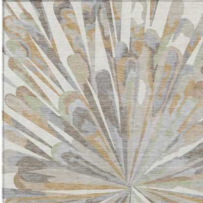 3' X 5' Ivory And Silver Abstract Washable Indoor Outdoor Area Rug HomeRoots