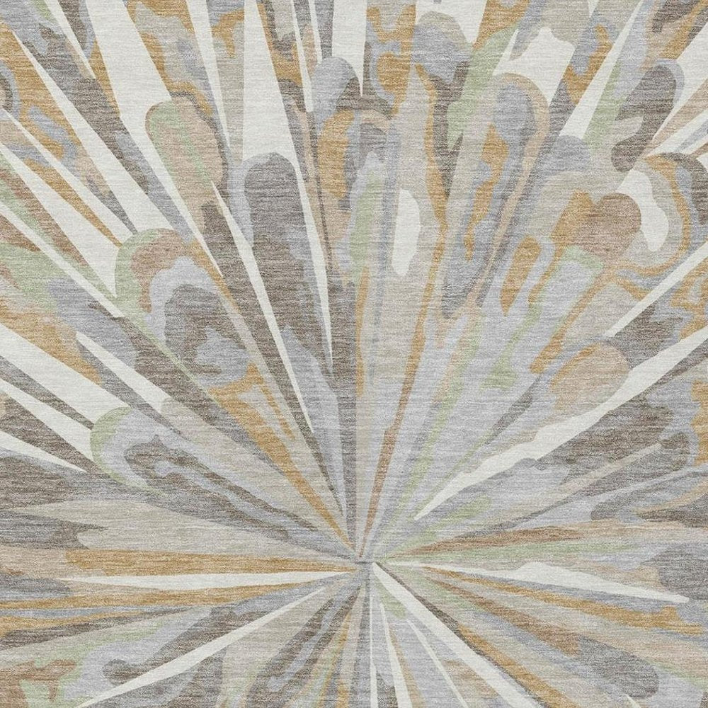 3' X 5' Ivory And Silver Abstract Washable Indoor Outdoor Area Rug — view 10
