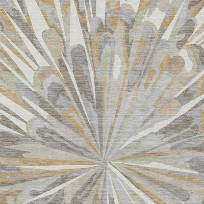 3' X 5' Ivory And Silver Abstract Washable Indoor Outdoor Area Rug HomeRoots
