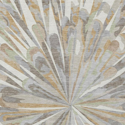3' X 5' Ivory And Silver Abstract Washable Indoor Outdoor Area Rug HomeRoots