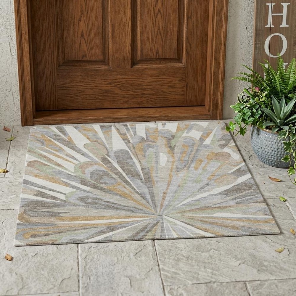3' X 5' Ivory And Silver Abstract Washable Indoor Outdoor Area Rug HomeRoots
