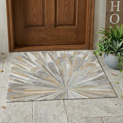 3' X 5' Ivory And Silver Abstract Washable Indoor Outdoor Area Rug HomeRoots