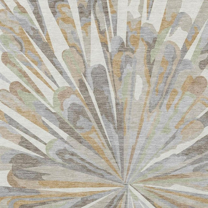 5' X 8' Ivory And Silver Abstract Washable Indoor Outdoor Area Rug HomeRoots