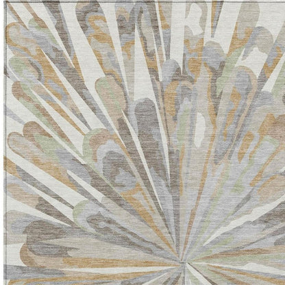 5' X 8' Ivory And Silver Abstract Washable Indoor Outdoor Area Rug HomeRoots