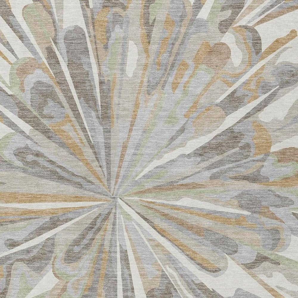 5' X 8' Ivory And Silver Abstract Washable Indoor Outdoor Area Rug — view 22