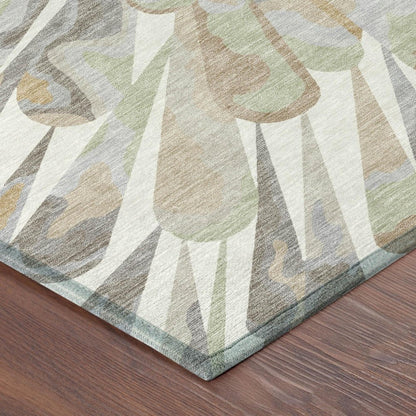 5' X 8' Ivory And Silver Abstract Washable Indoor Outdoor Area Rug HomeRoots