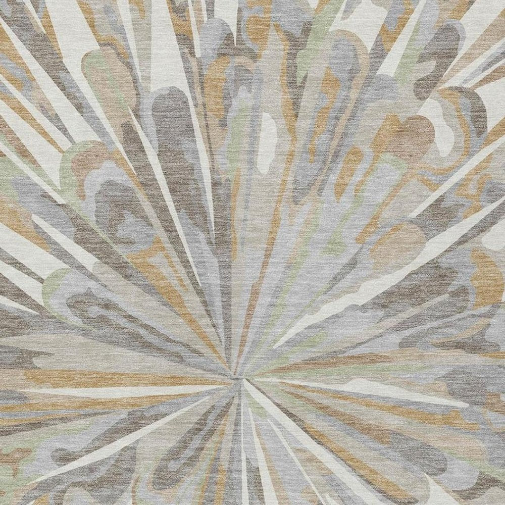 8' X 10' Ivory And Silver Abstract Washable Indoor Outdoor Area Rug — view 5