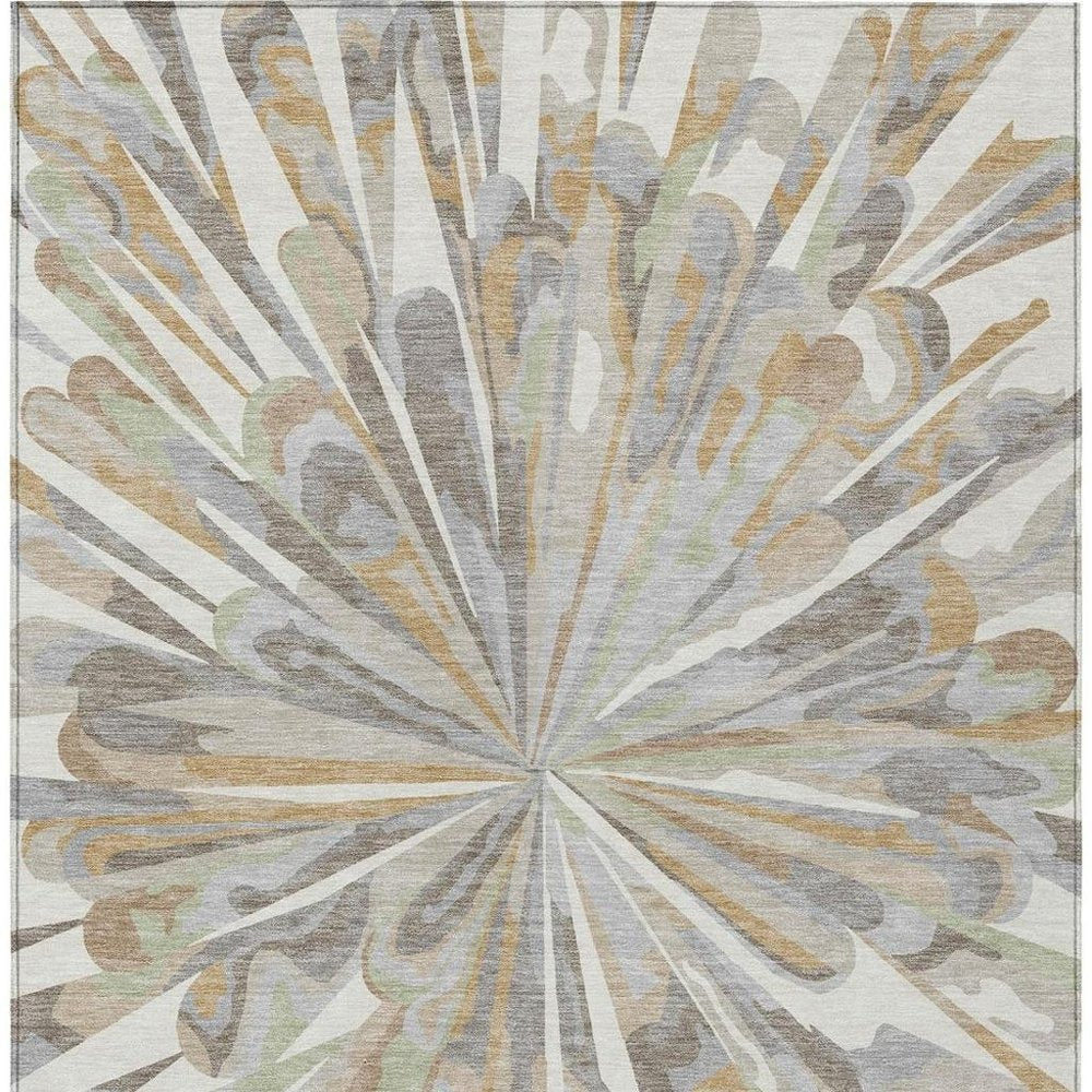 8' X 10' Ivory And Silver Abstract Washable Indoor Outdoor Area Rug HomeRoots