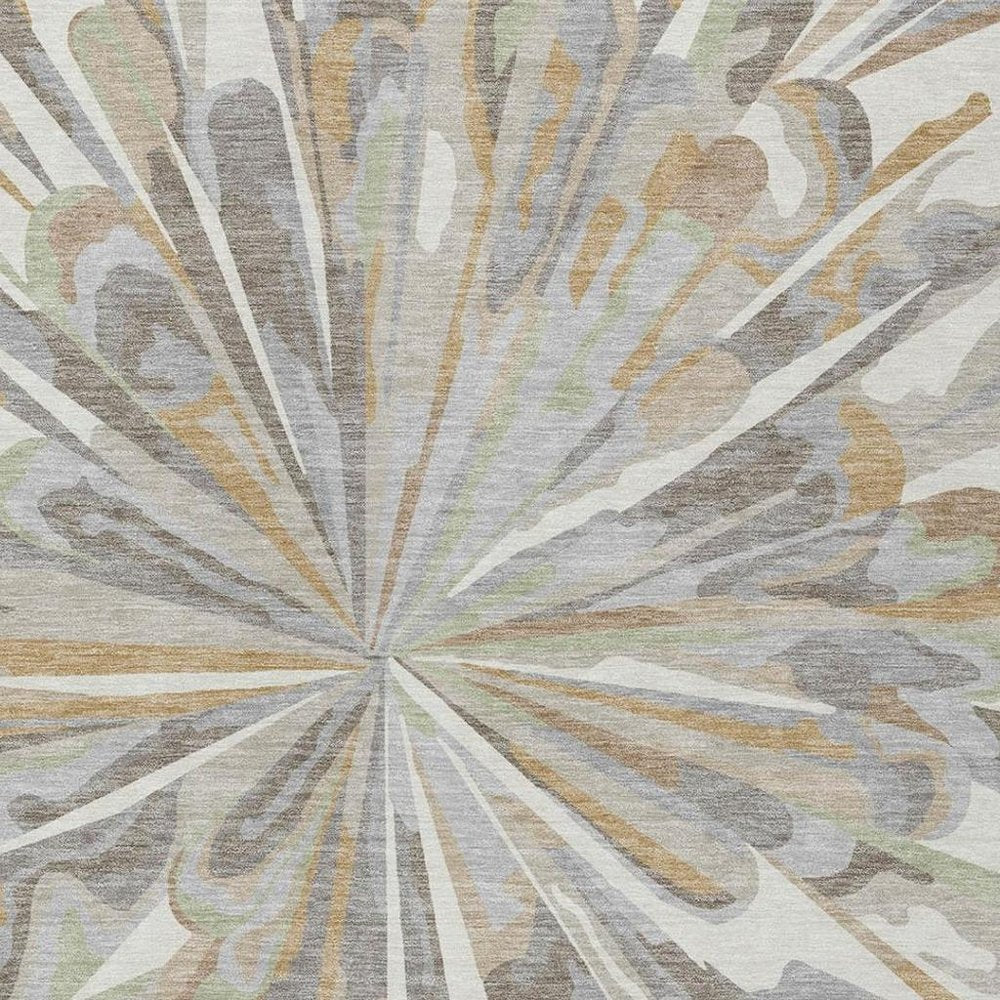 8' X 10' Ivory And Silver Abstract Washable Indoor Outdoor Area Rug HomeRoots