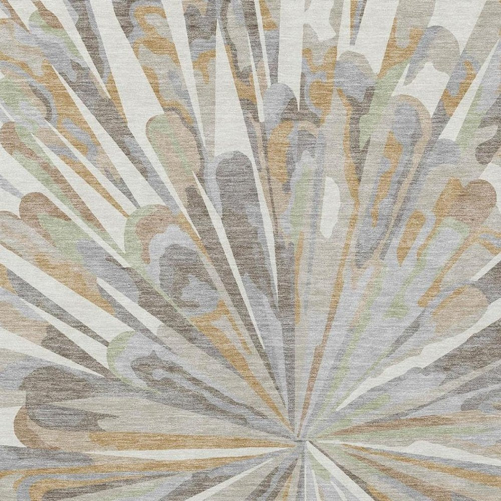 8' X 10' Ivory And Silver Abstract Washable Indoor Outdoor Area Rug — view 23
