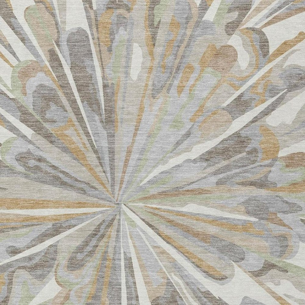 8' X 10' Ivory And Silver Abstract Washable Indoor Outdoor Area Rug HomeRoots