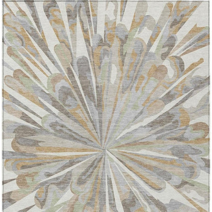 8' X 10' Ivory And Silver Abstract Washable Indoor Outdoor Area Rug HomeRoots