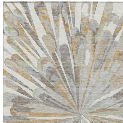 8' X 10' Ivory And Silver Abstract Washable Indoor Outdoor Area Rug HomeRoots