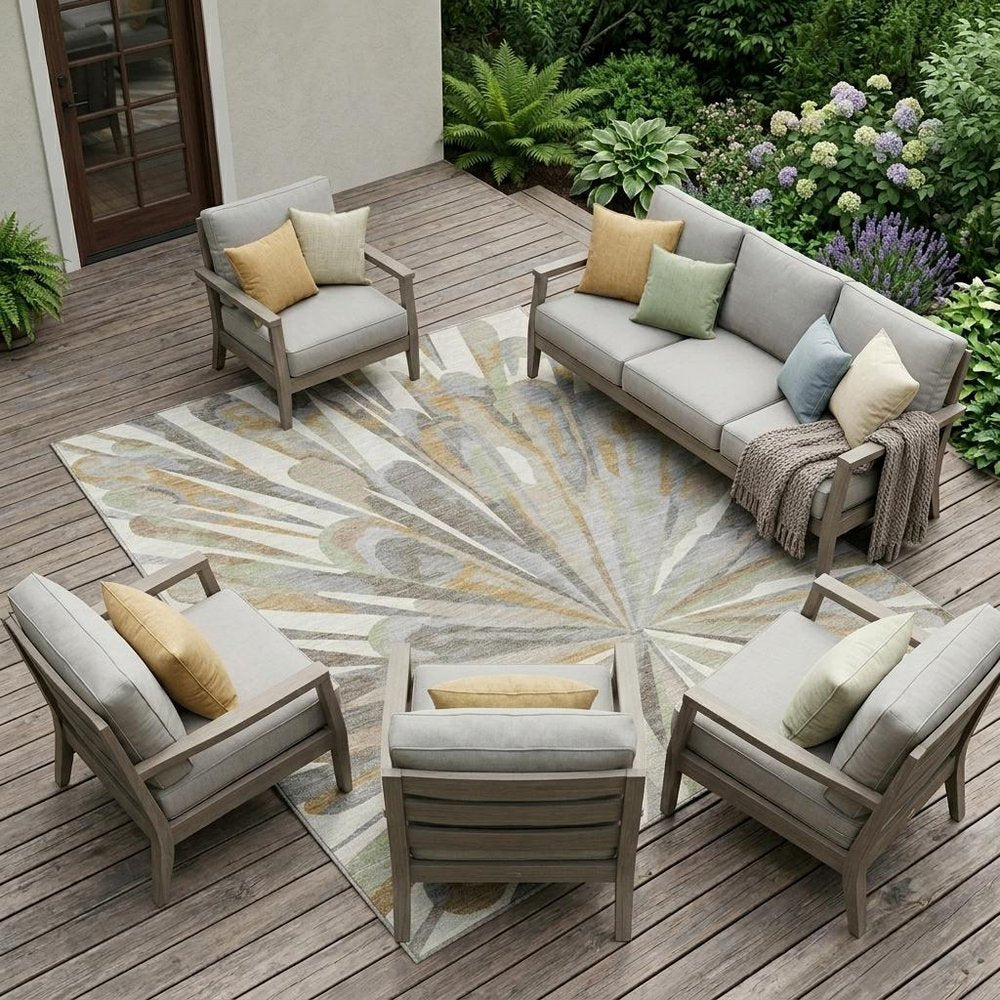 8' X 10' Ivory And Silver Abstract Washable Indoor Outdoor Area Rug HomeRoots