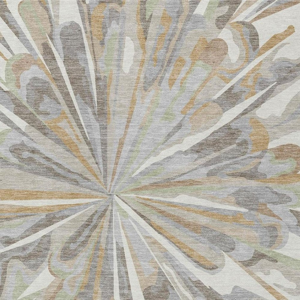 9' X 12' Ivory And Silver Abstract Washable Indoor Outdoor Area Rug HomeRoots