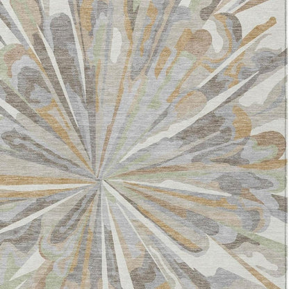 9' X 12' Ivory And Silver Abstract Washable Indoor Outdoor Area Rug HomeRoots