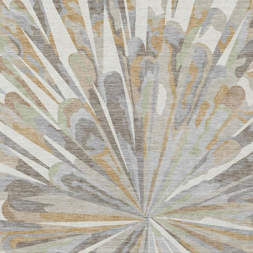 9' X 12' Ivory And Silver Abstract Washable Indoor Outdoor Area Rug HomeRoots