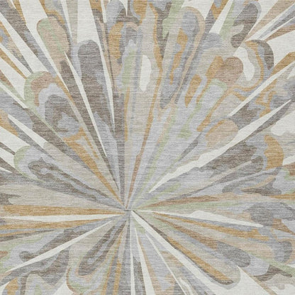 9' X 12' Ivory And Silver Abstract Washable Indoor Outdoor Area Rug HomeRoots
