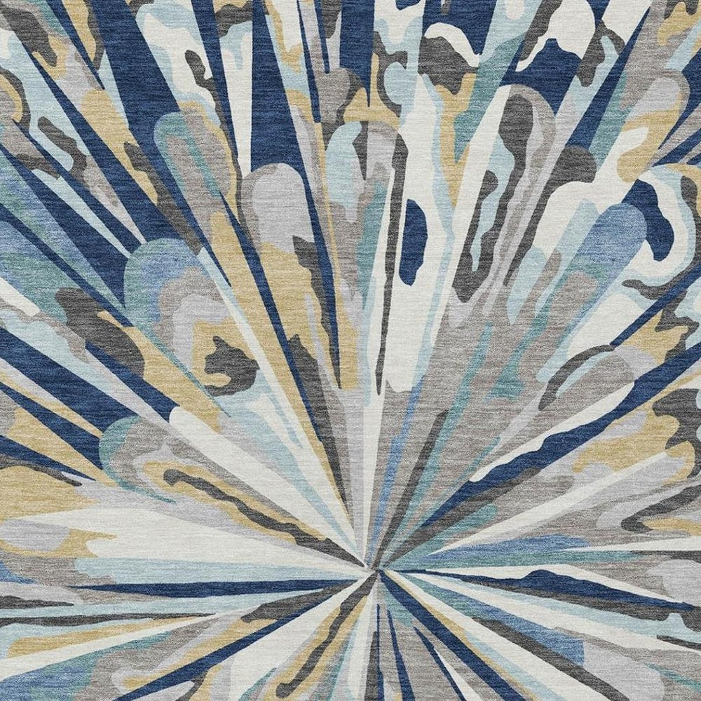 5' X 8' Navy Blue And Blue Abstract Washable Indoor Outdoor Area Rug HomeRoots