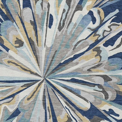 8' X 10' Navy Blue And Blue Abstract Washable Indoor Outdoor Area Rug HomeRoots