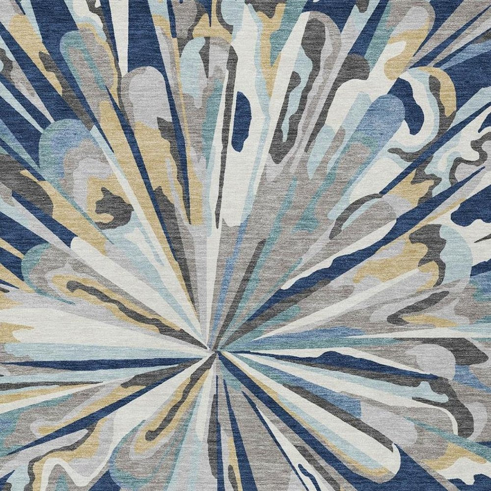 8' X 10' Navy Blue And Blue Abstract Washable Indoor Outdoor Area Rug — view 6